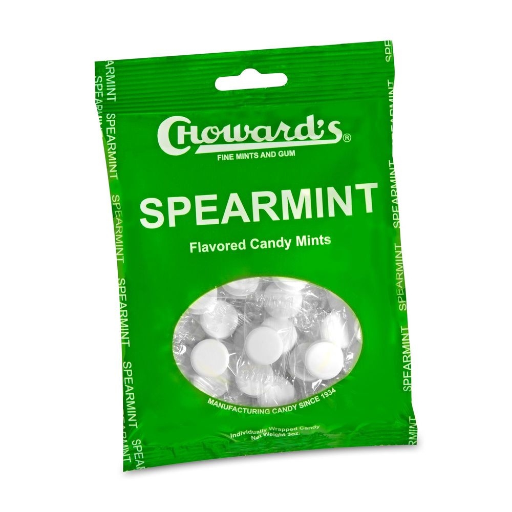 Chowards Spearmint Mints, 3 Ounce Peg Bag -- 12 per case