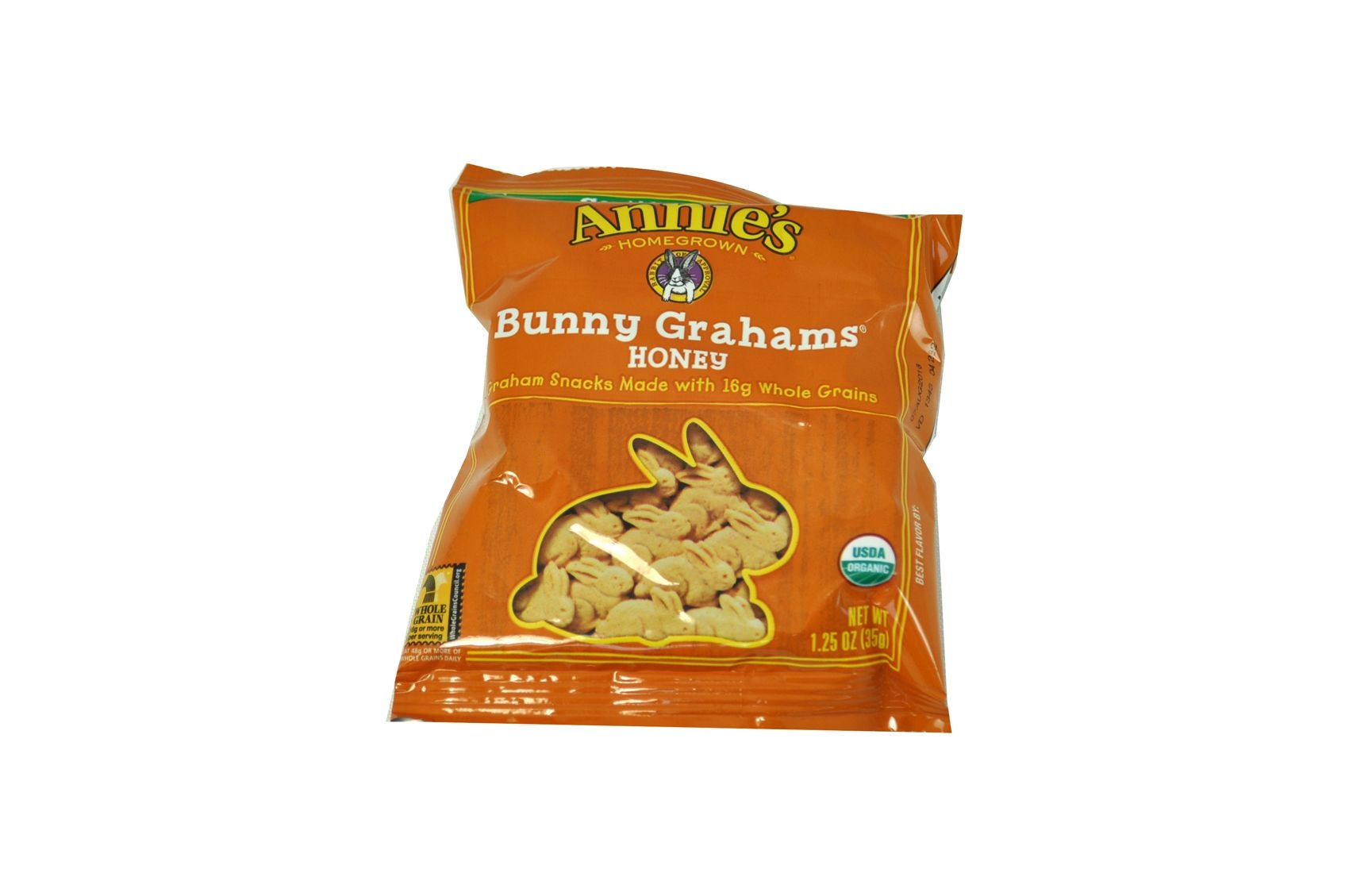 Annies Organic Honey Bunny Grahams Snack, 1.25 Ounce -- 100 per case.