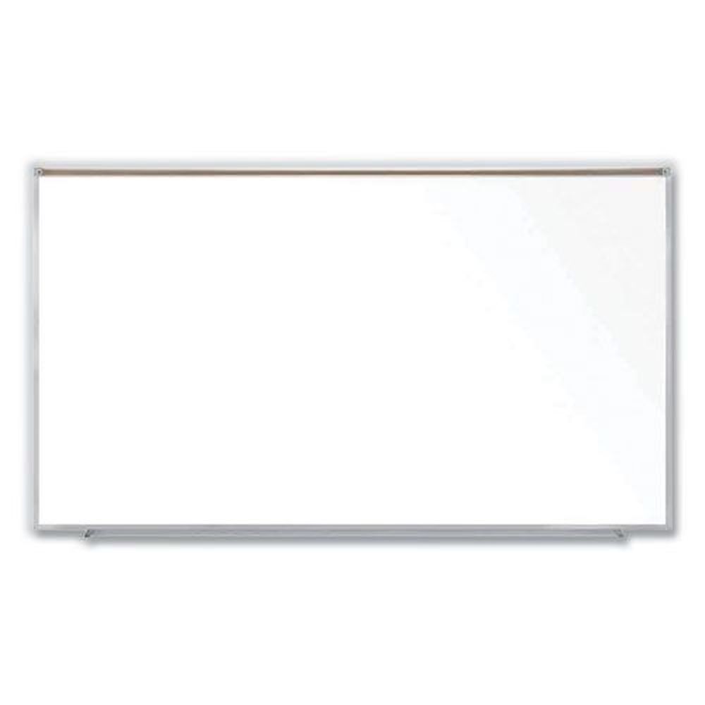 Ghent Magnetic Porcelain Whiteboard with Satin Aluminum Frame and Map Rail, 96.53 x 60.47 inch