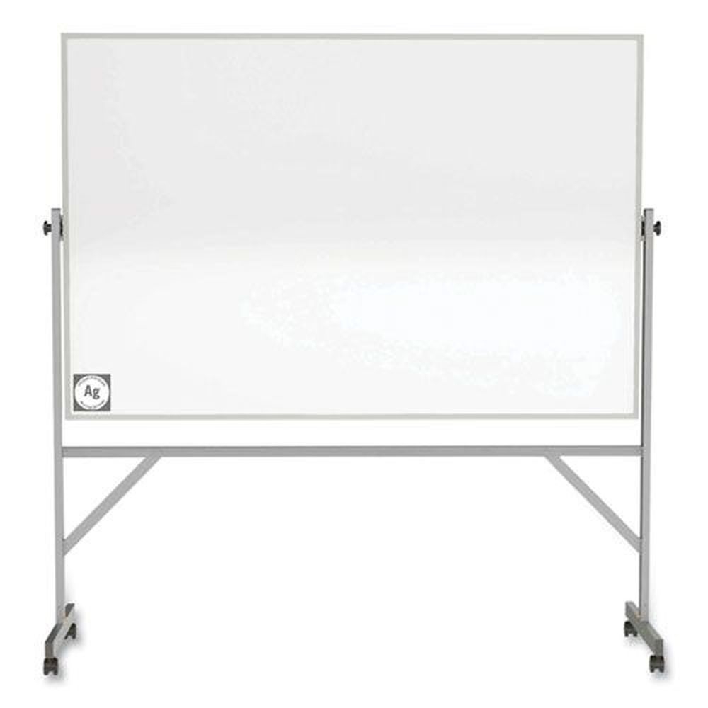 Ghent Reversible Magnetic Hygienic Porcelain Whiteboard with Satin Aluminum Frame and Stand, 96 x 48 inch