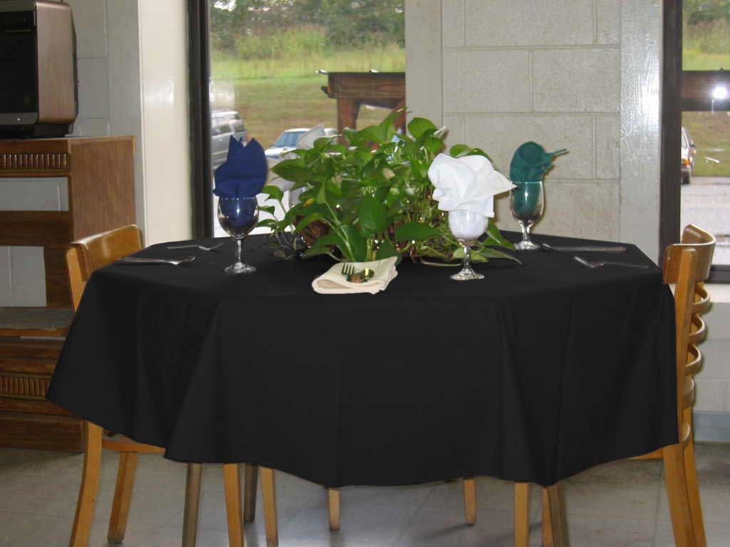 Intedge Black 100 Percent Polyester Round Tablecloth, 120 inch 