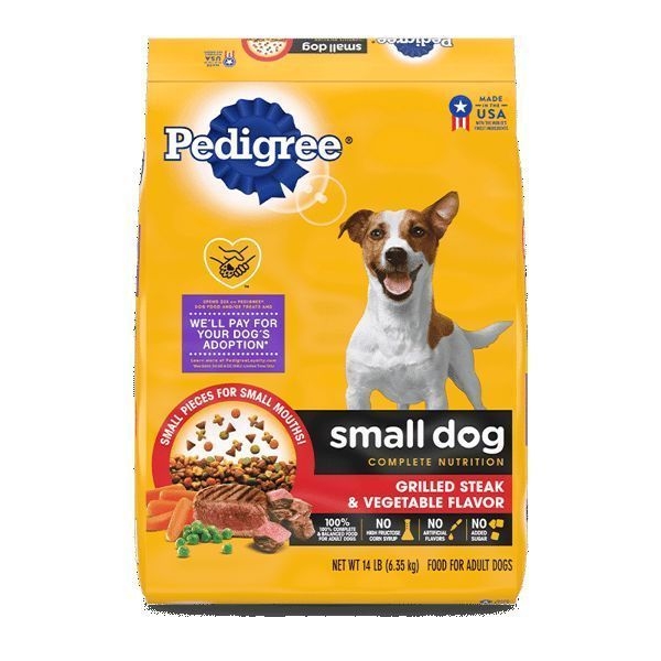 Pedigree Small Dog Steak Vegetable Flavor Dry Dog Food, 14 Pound