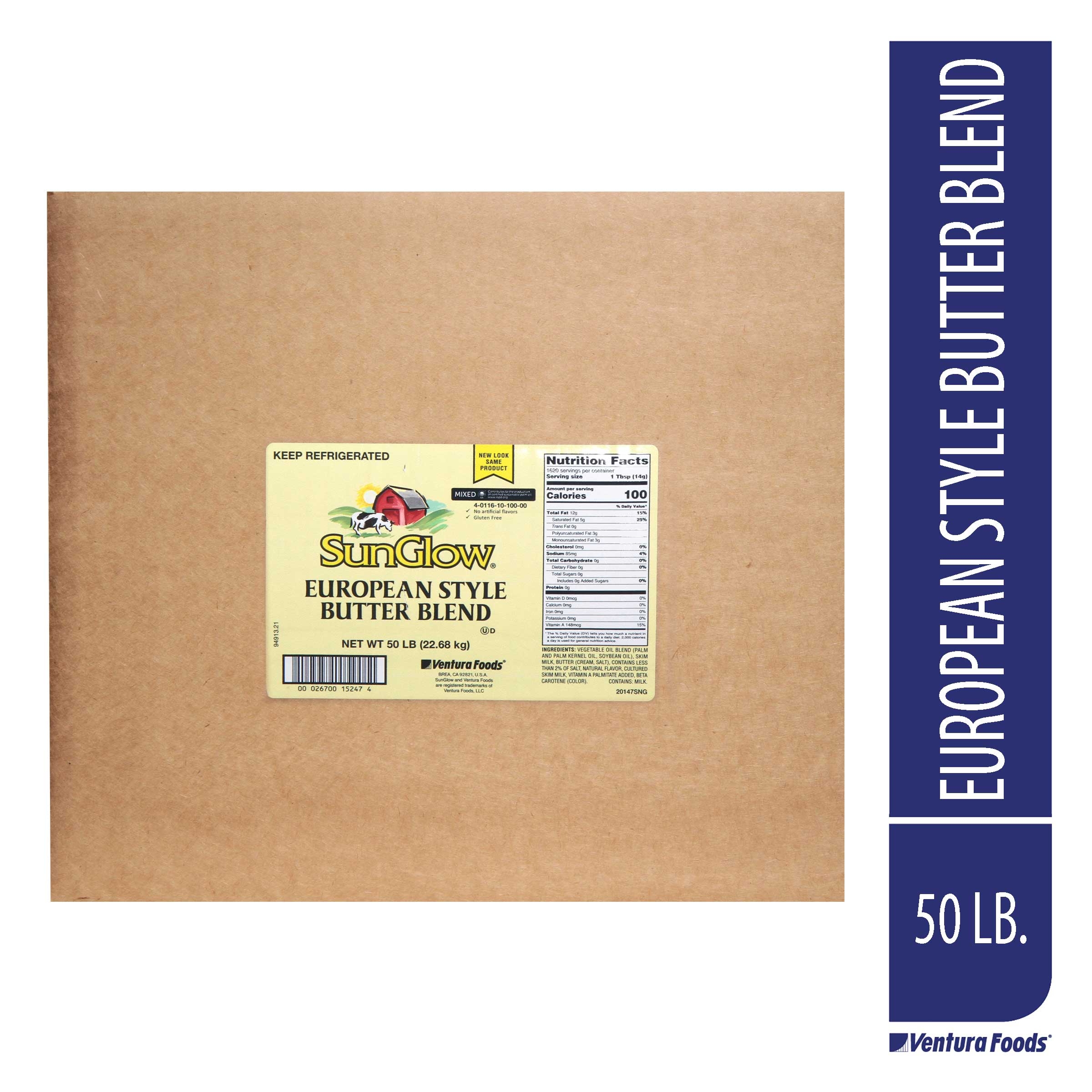 Sun Glow Euro Style Butter Blend Margarine, 50 Pound