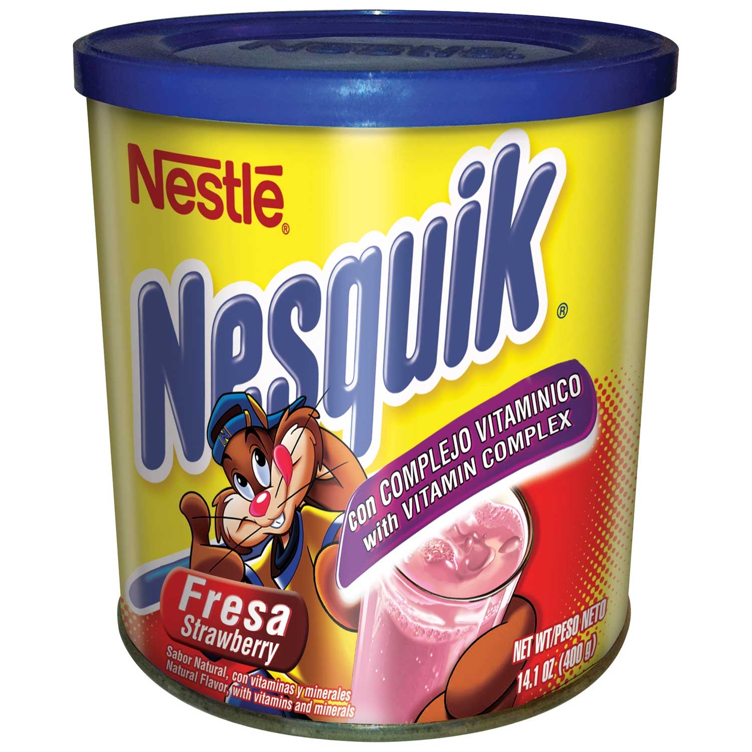 Nesquik Strawberry Flavored Powder, 14.1 Ounce Canister -- 12 per case.