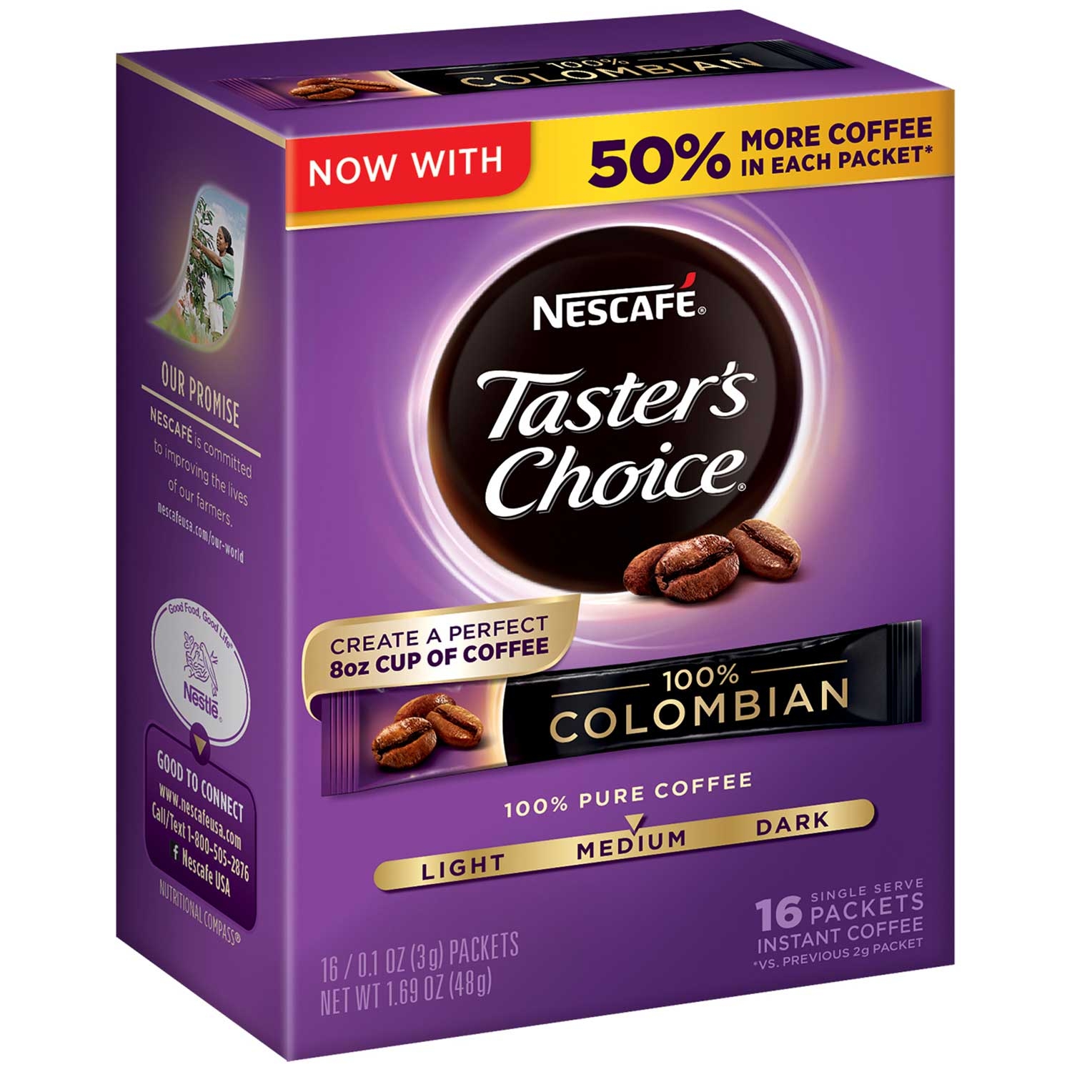 Nescafe Tasters Choice Colombian Instant Coffee, 1.69 Ounce -- 8 per case.