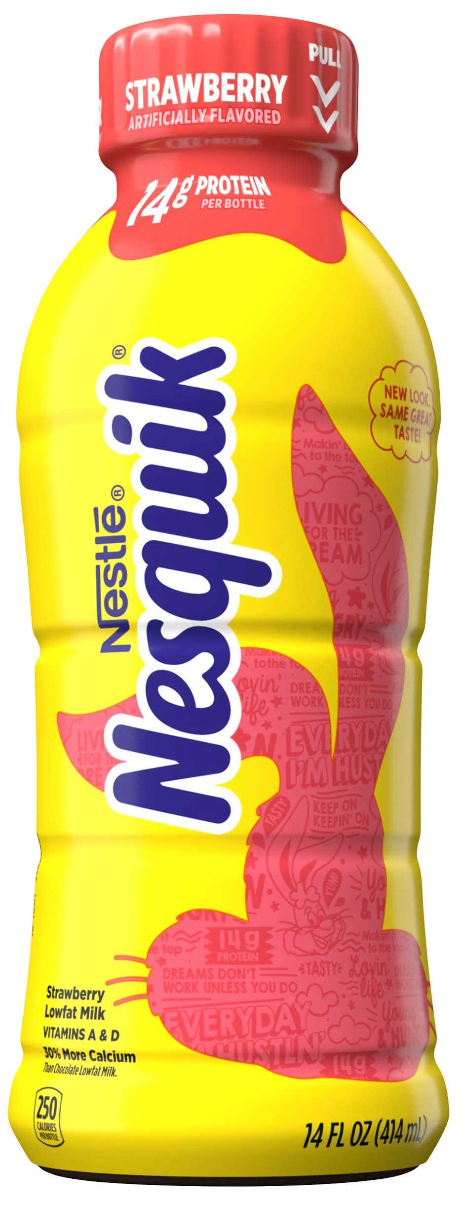 Nestle Nesquick Ready to Drink Lowfat Strawberry Milk, 14 Fluid Ounce -- 12 per case
