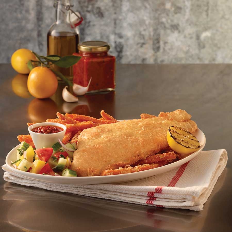 Trident Seafoods Golden Ale Battered Haddock Fillet, 6 Ounce Pieces, 10 Pound