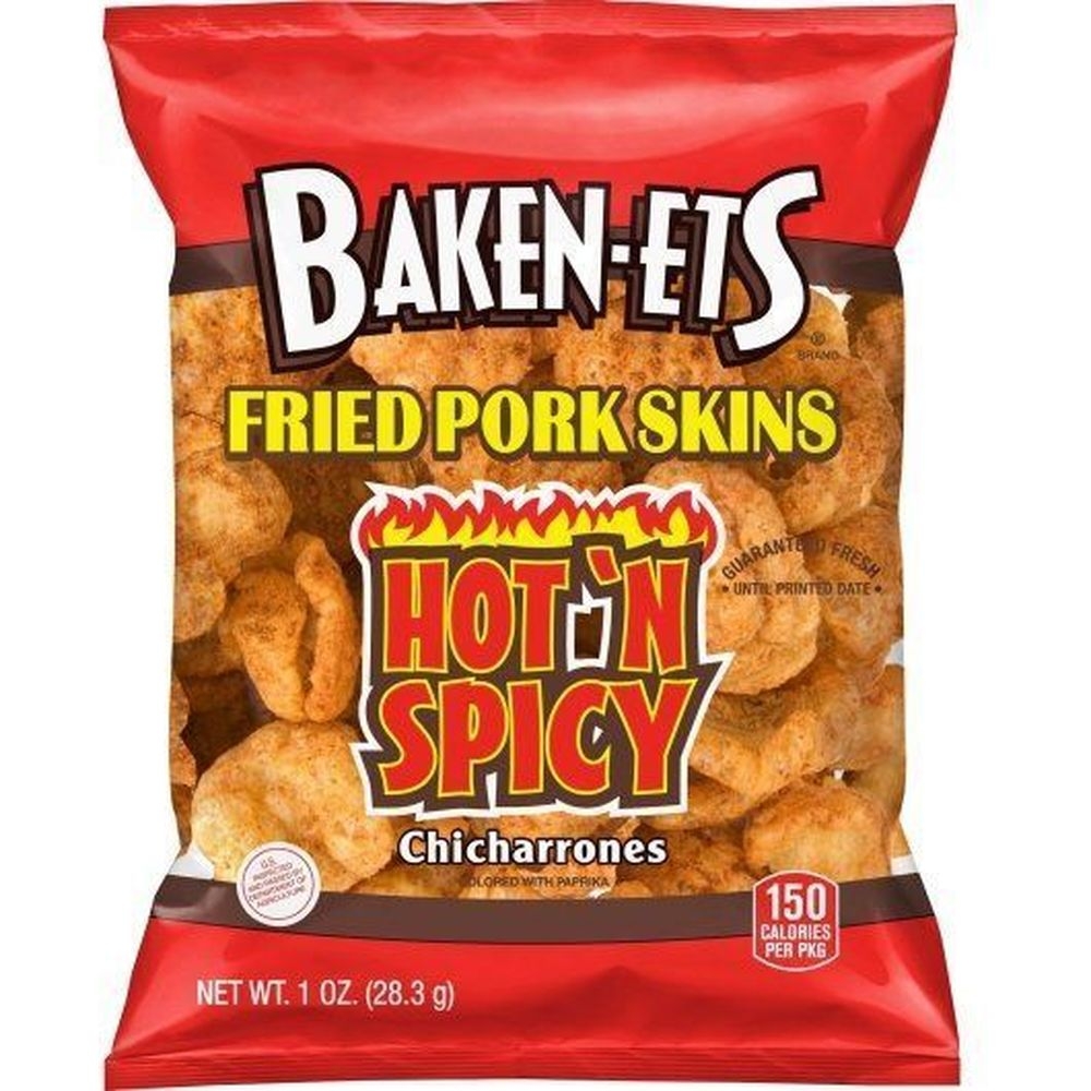 Baken-Ets Hot and Spicy Pork Rind, 1 Ounce -- 64 per case