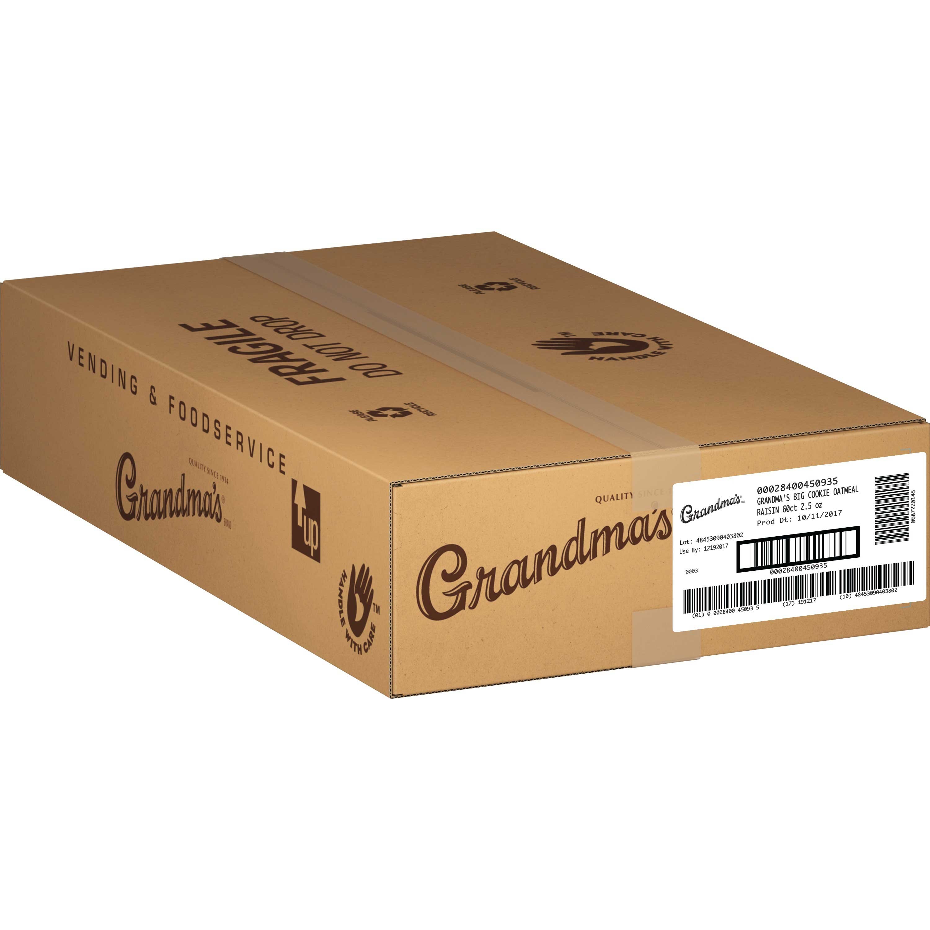 Grandmas Homestyle Big Oatmeal Raisin Cookie, 2.5 Ounce -- 60 per case.
