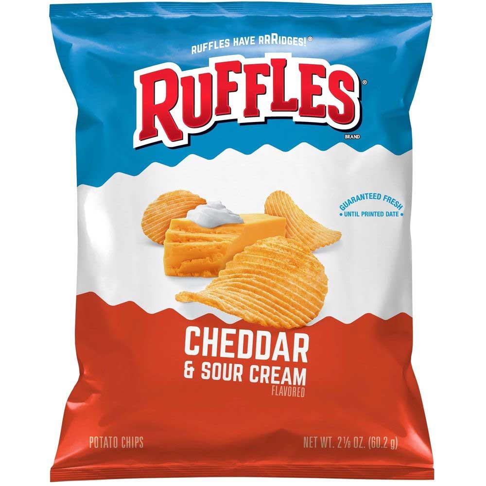 Ruffles Cheddar and Sour Cream Ridged Potato Chips, 2.125 Ounce -- 24 per case