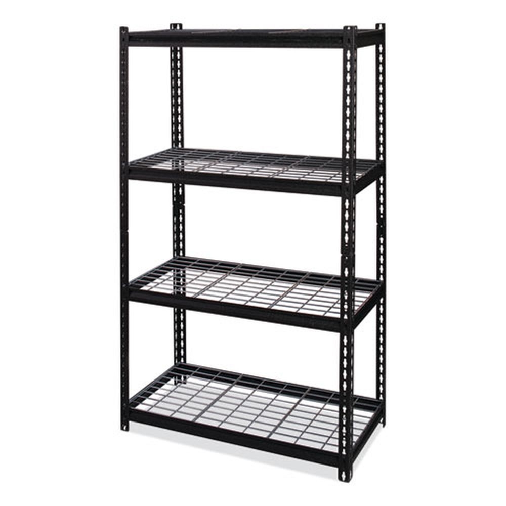 Hirsh Industries Iron Horse 2300 Black Four-Shelf Wire Deck Shelving, 36 x 18 x 60 inch
