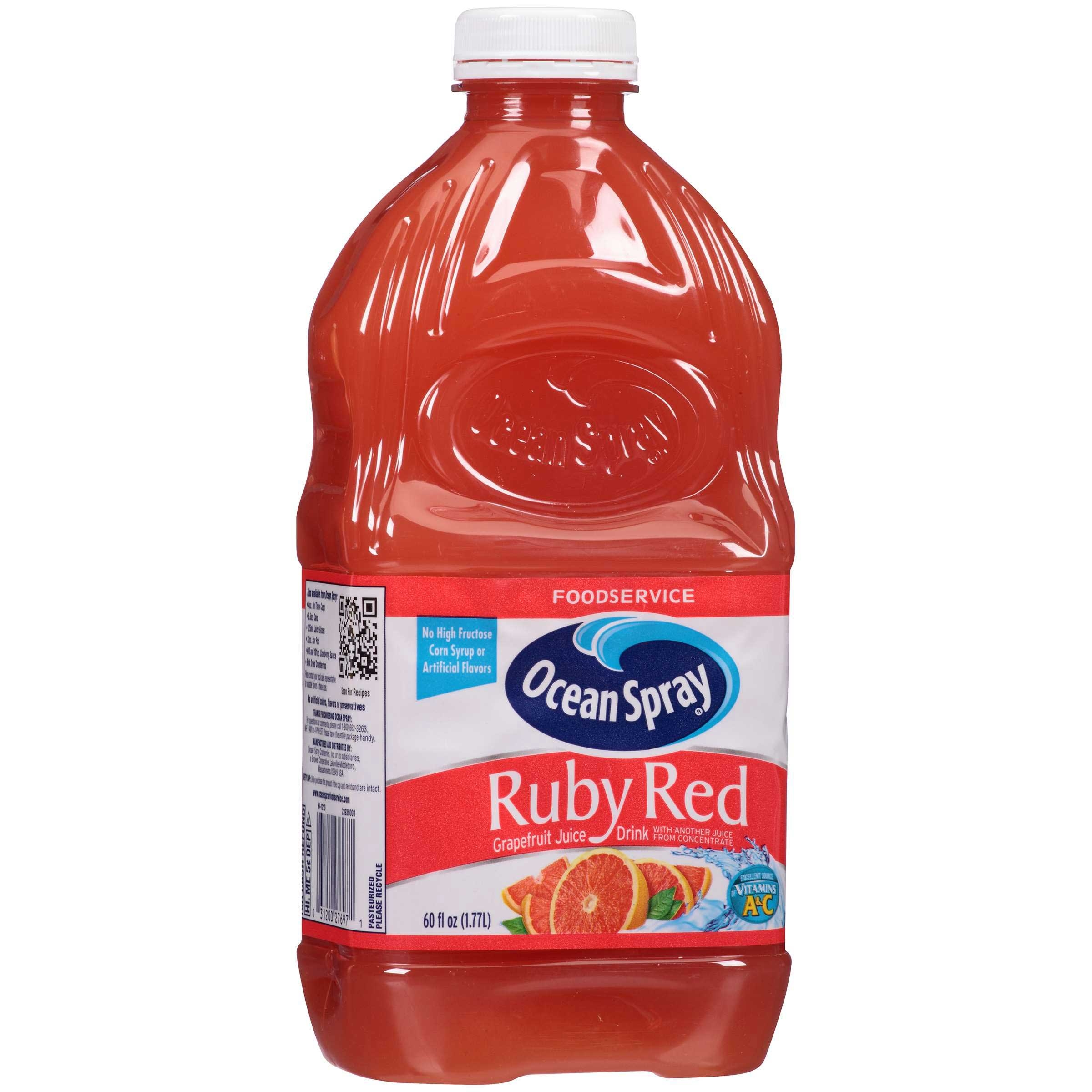Ocean Spray 100 Percent Ruby Red Grapefruit Juice, 60 Ounce -- 8 per case.