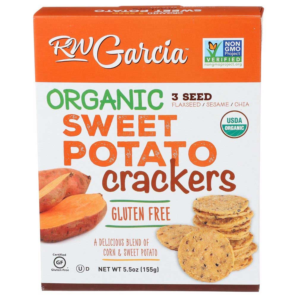 RW Garcia Organic Sweet Potato 3 Seed Cracker, 5.5 Ounce -- 6 per case