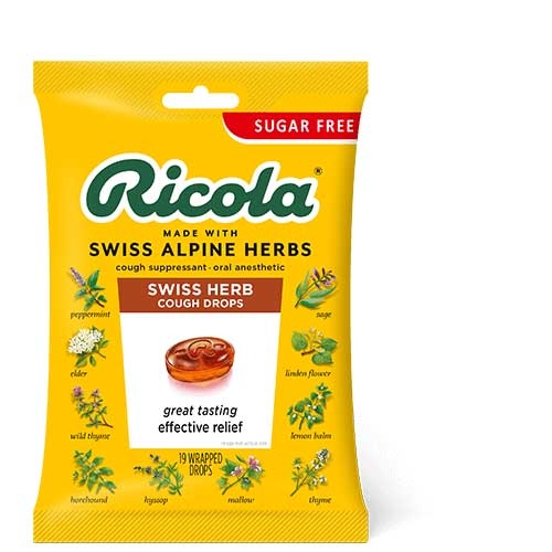 Ricola Unsweetened Swiss Herbed Cough Drops, 19 count -- 48 per case