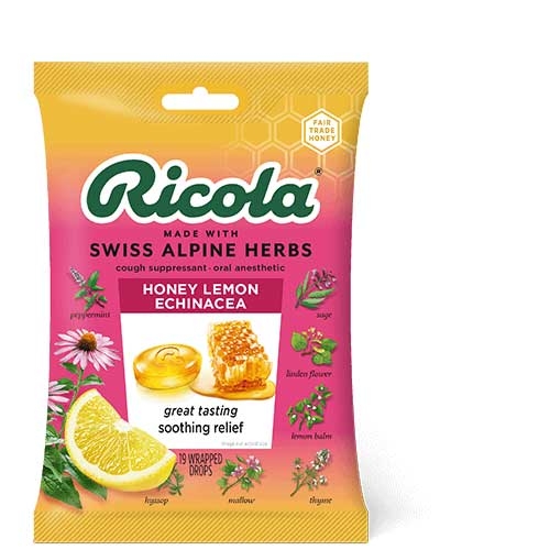 Ricola Honey Lemon Echinacea Cough Drops, 19 count -- 48 per case
