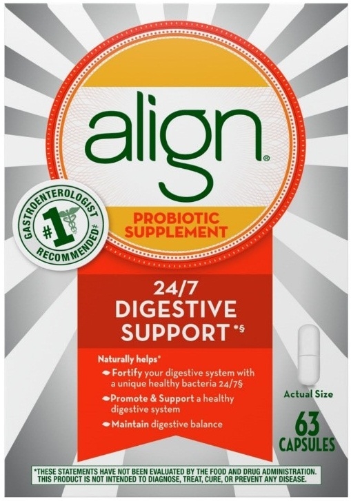 Align Probiotic Supplement Capsules, 63 count per pack -- 24 per case.