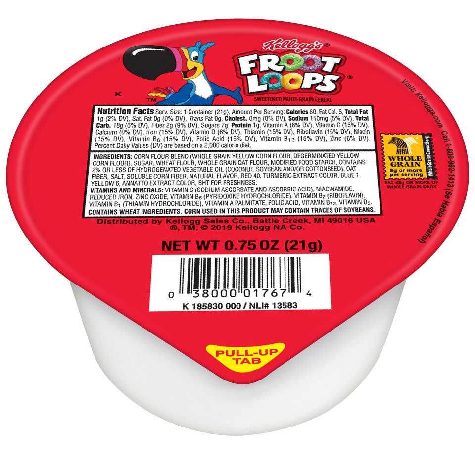 Kelloggs Froot Loops  Simple Serve Cereal, 0.75 Ounce -- 96 per case