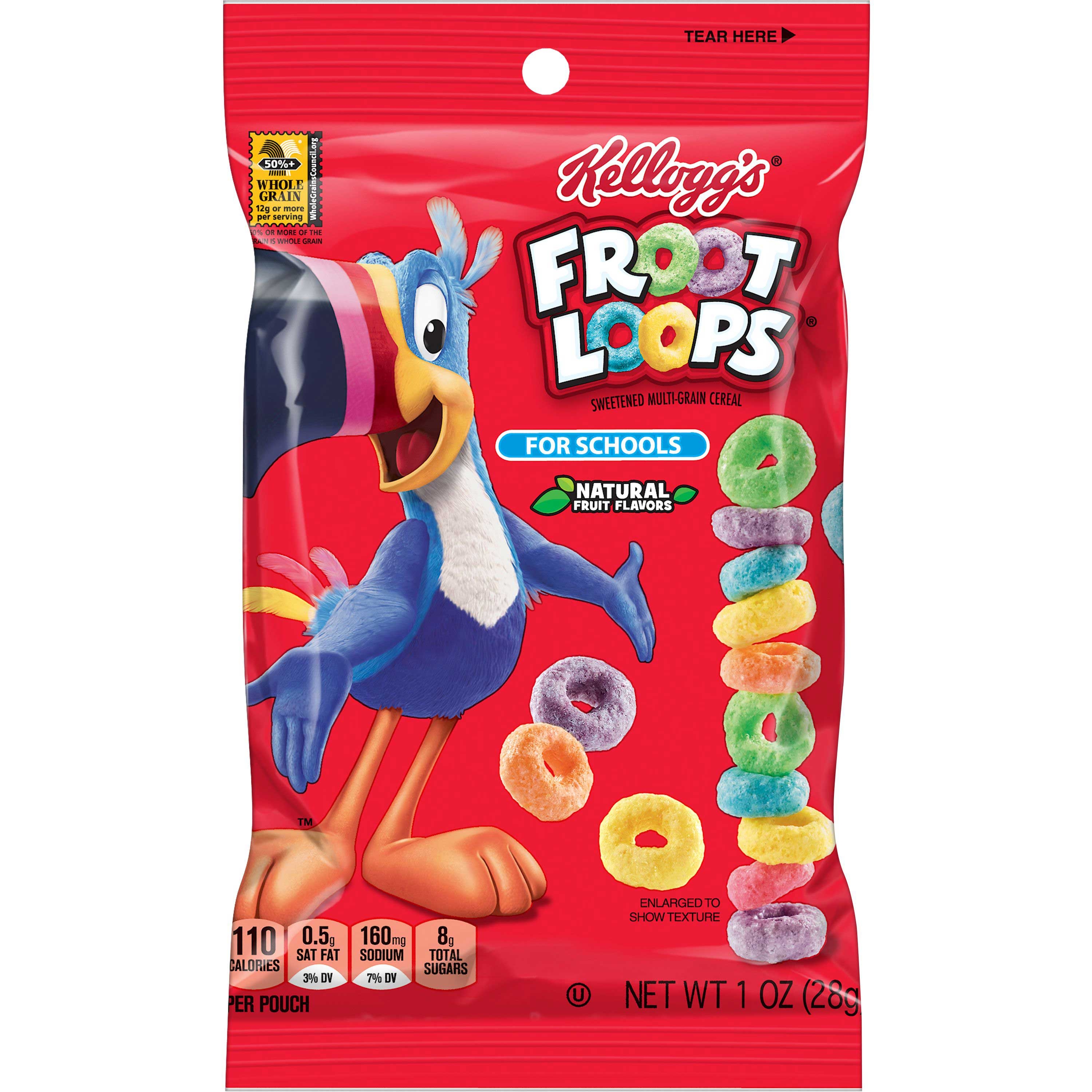 Kelloggs Froot Loops For Schools Cereal, 1 Ounce -- 96 per case.