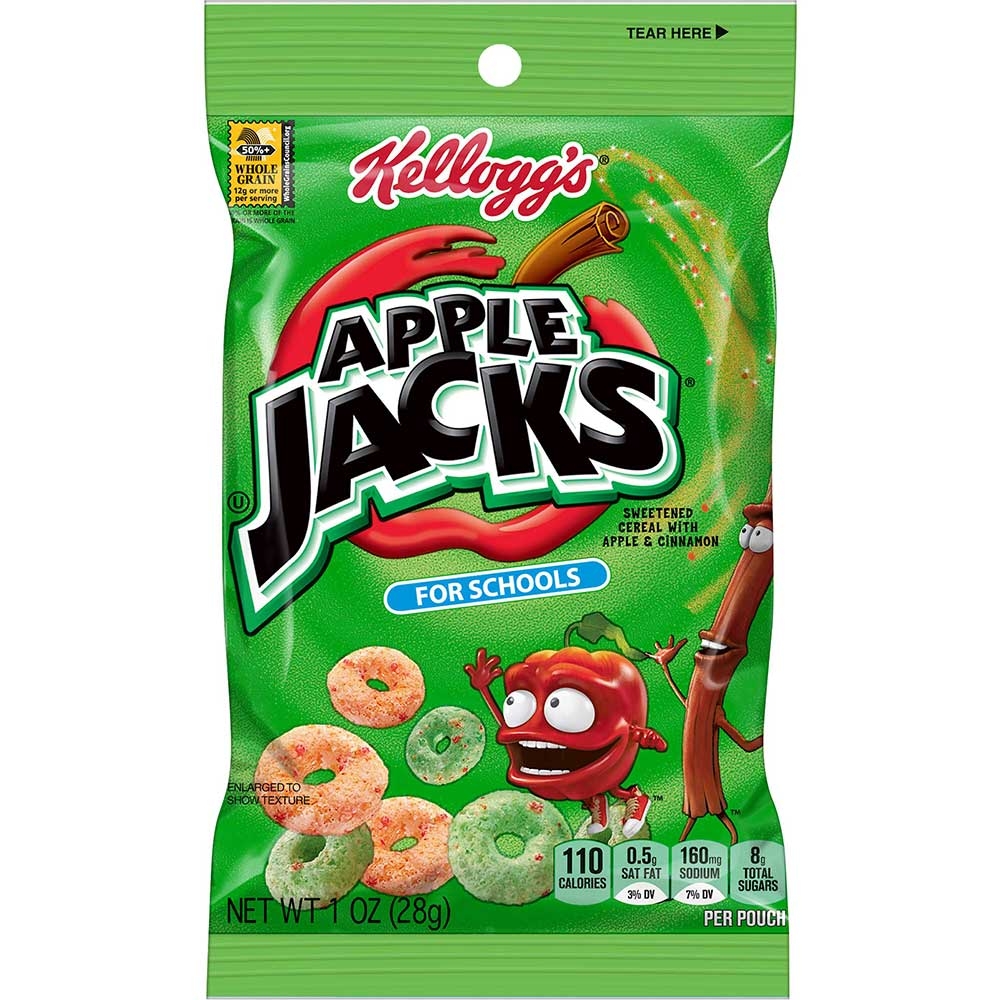 Kelloggs Apple Jacks For Schools Cereal, 1 Ounce -- 96 per case.