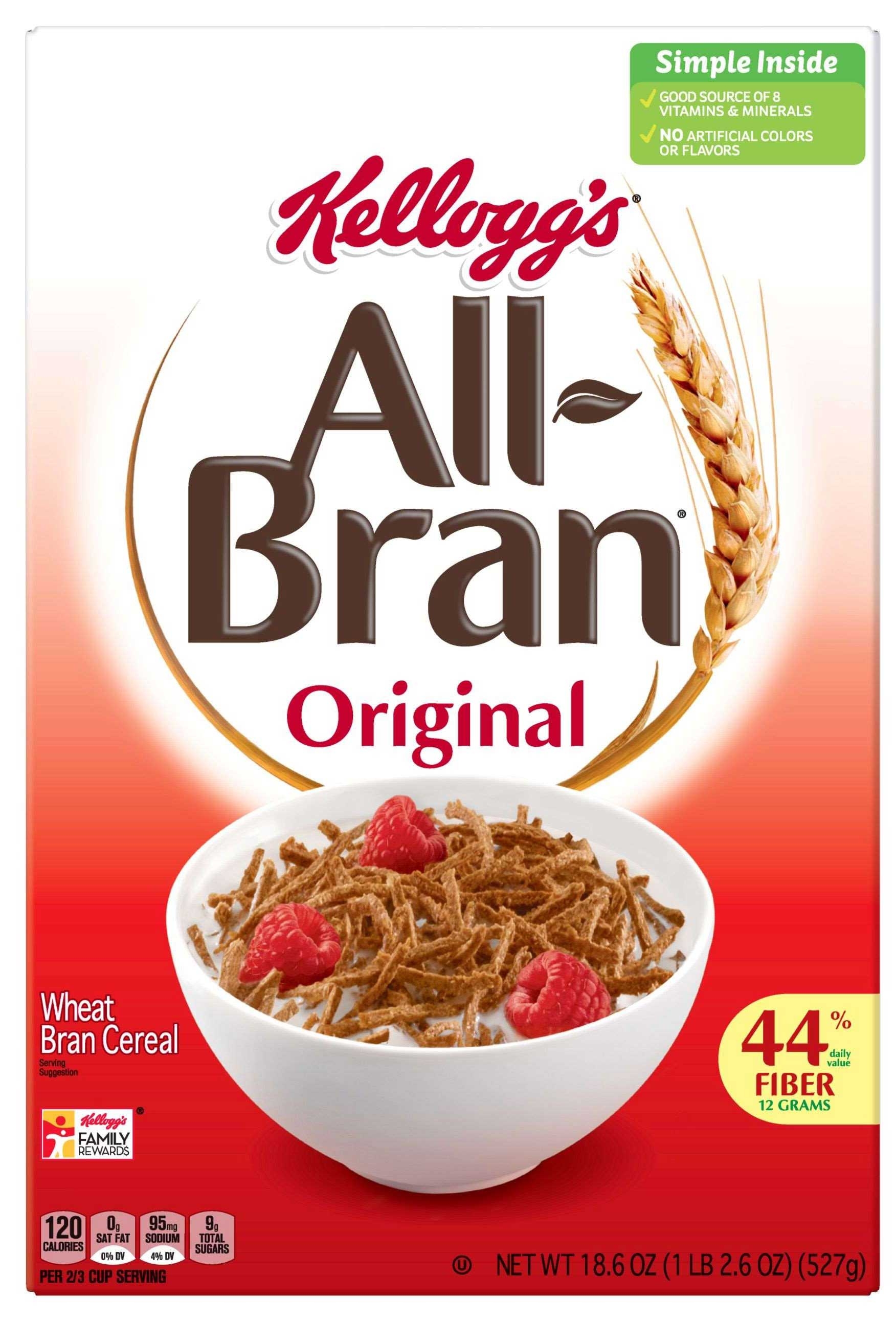 Kelloggs Original All Bran Cereal, 18.6 Ounce -- 8 per case