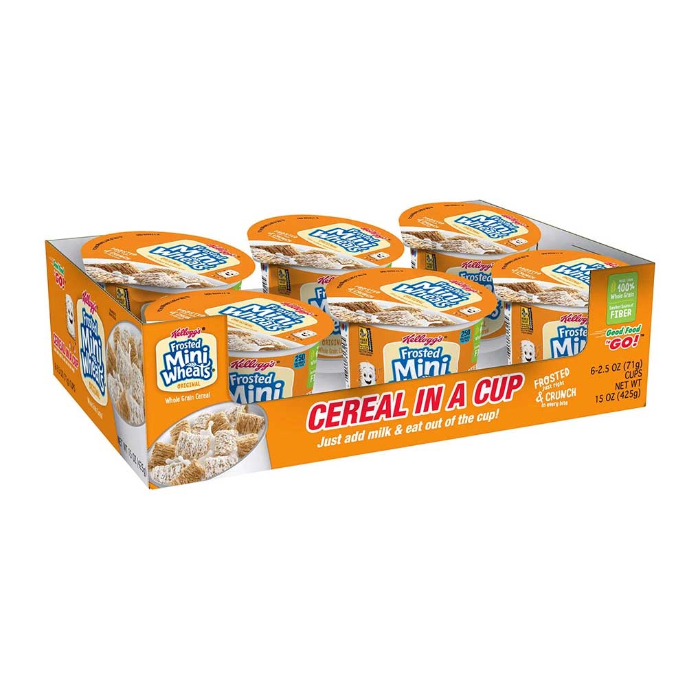Kelloggs Breakfast Cereal, Frosted Mini Wheats, Single-Serve, 6/Box