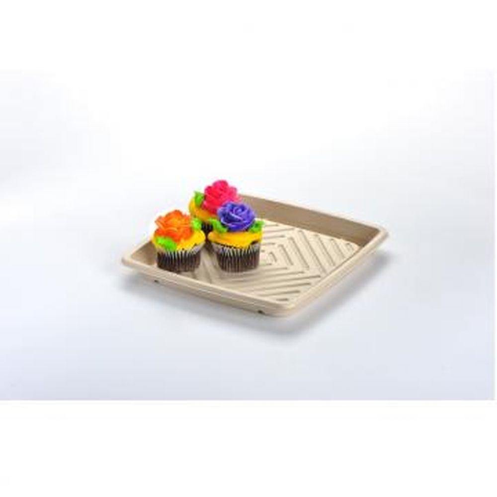 Sabert Sugarcane Bagasse Square Platter, 10.7 inch -- 25 per case