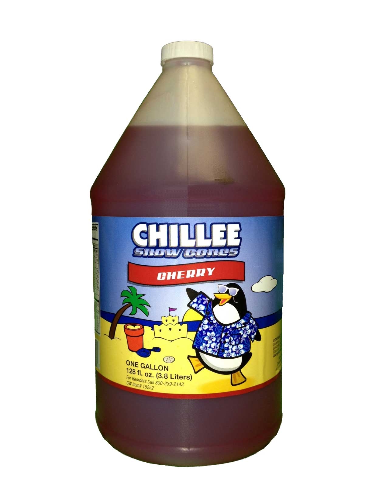 Chillee Snow Cone Cherry Syrup, 1 Gallon -- 4 per case.
