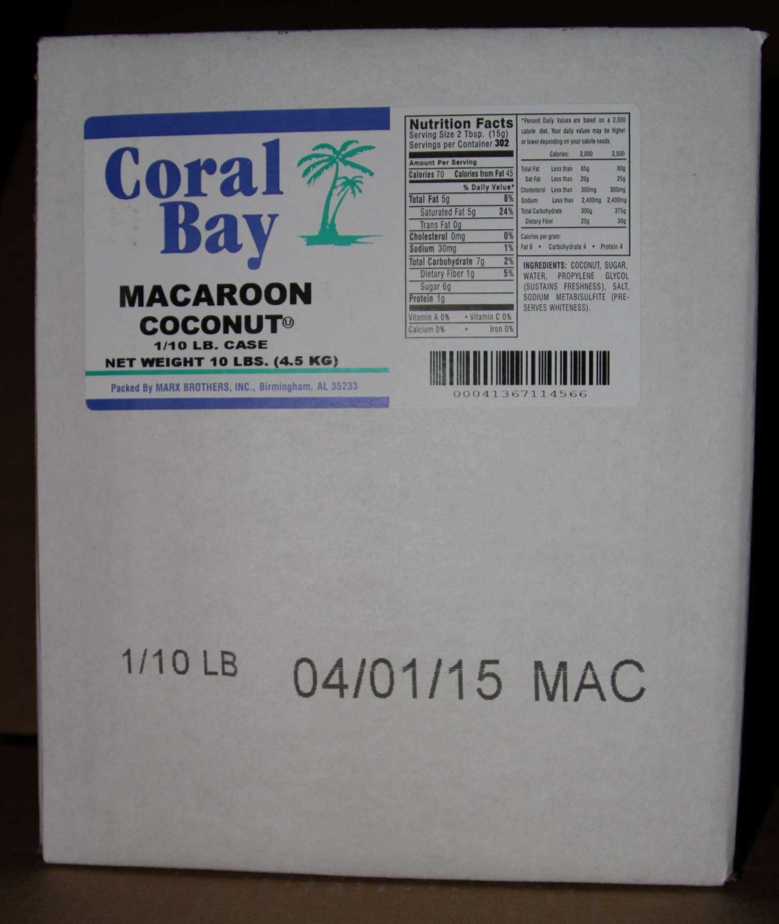MarxCoconut Coral Sweet Macaroon Coconut, 10 Pound.