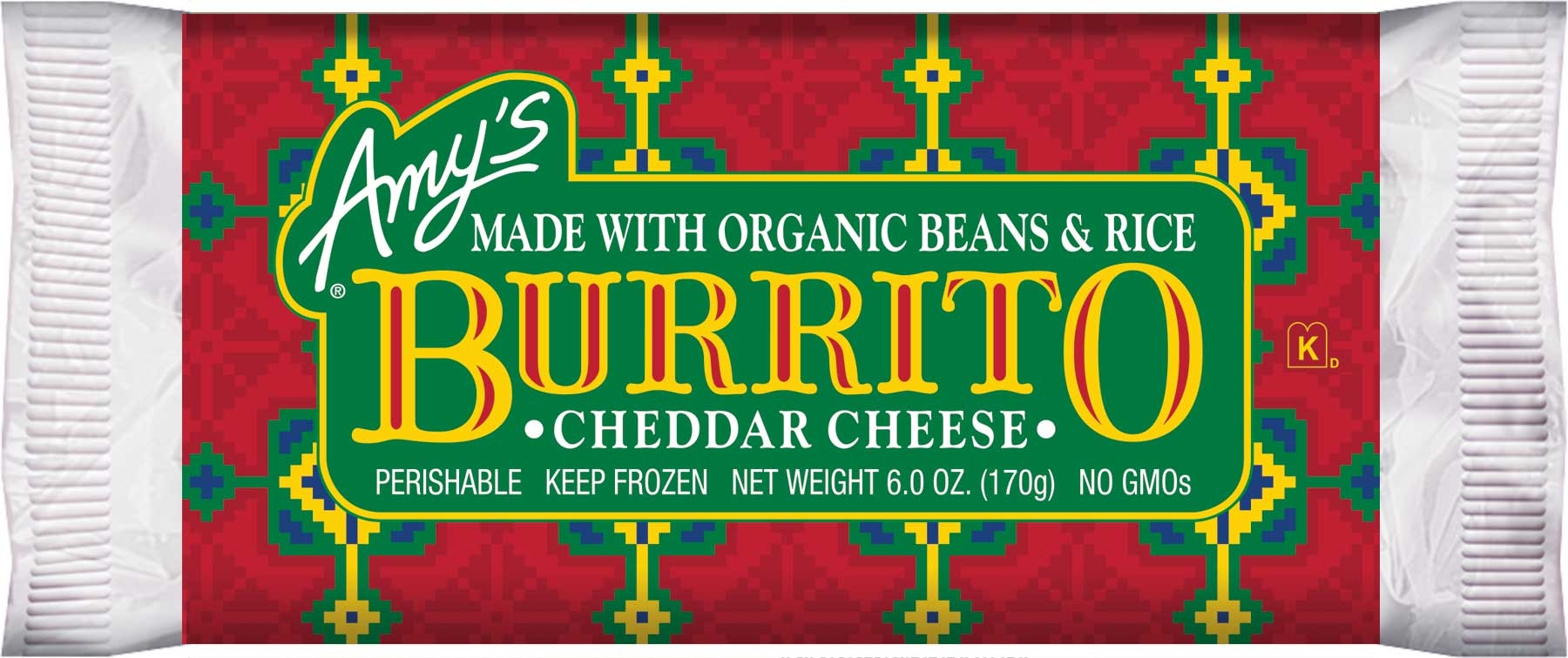 Amys Organic Cheddar Cheese, Bean, and Rice Burrito, 6 Ounce -- 12 per case