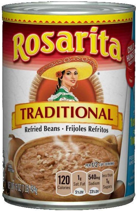 Rosarita Traditional Refried Beans, 16 Ounce Can -- 12 cans per case