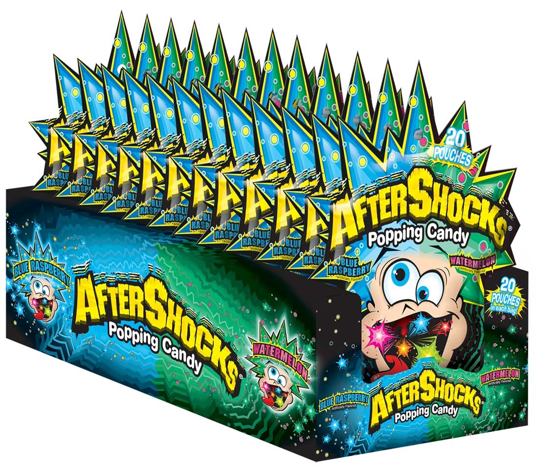 AfterShocks Blue Raspberry / Watermelon Popping Candy, 1.06 Ounce -- 32 per case