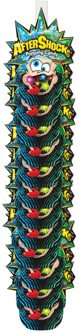 AfterShocks Blue Raspberry / Watermelon Popping Candy, 1.06 Ounce - 12 count per pack -- 4 packs per case