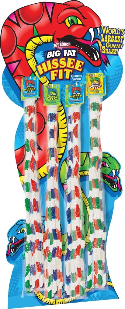 Big Fat Hissee Fit Gummy Snake Candy - Floorstand, 7 Ounce -- 44 per case.