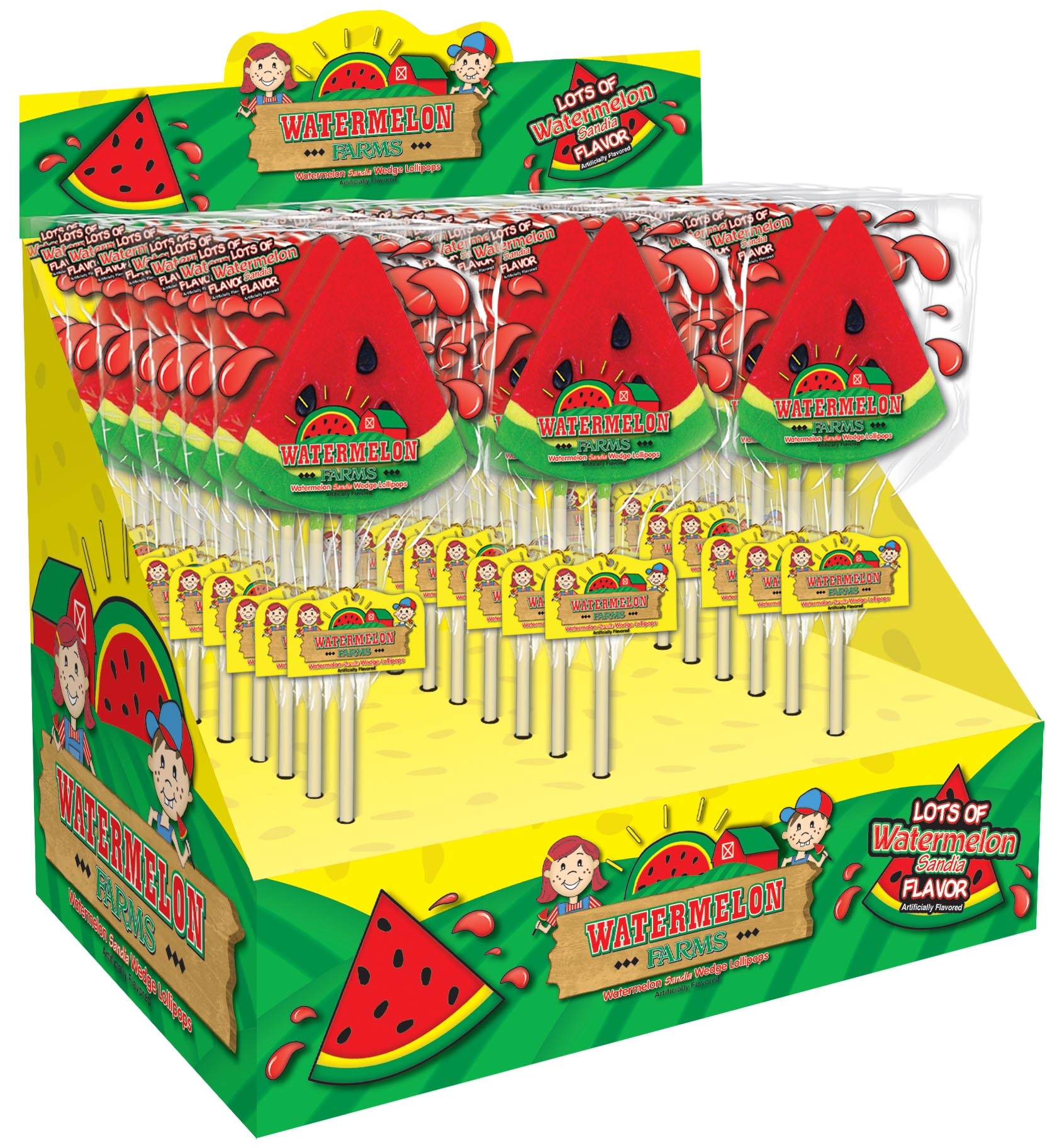 Watermelon Farms Lollipops Display, 2.12 Ounce -- 24 per case.