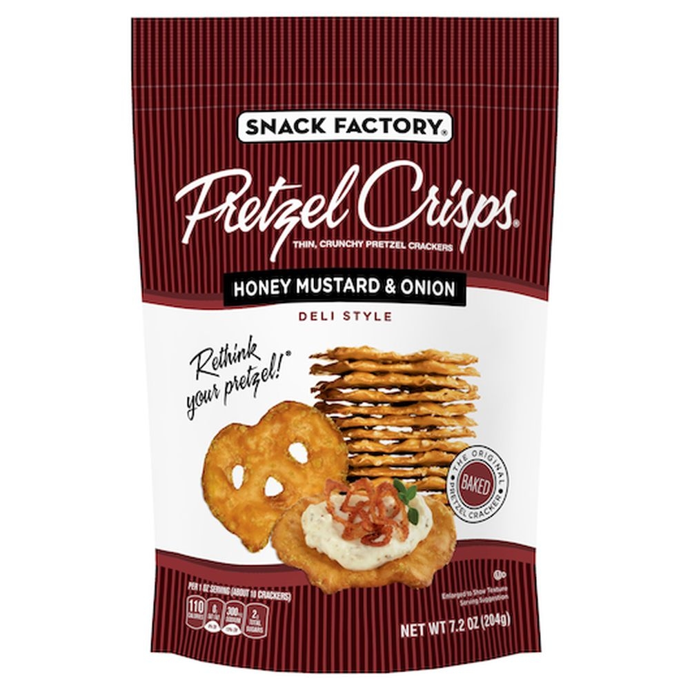 Snack Factory Honey Mustard Onion Pretzel Crisps, 7.2 Ounce -- 12 per case