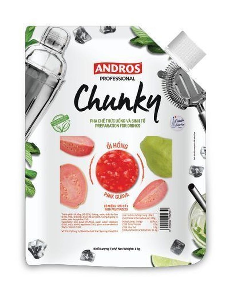 Andros Professional Pink Guava Fruit Chunks, 2.2 Pound
