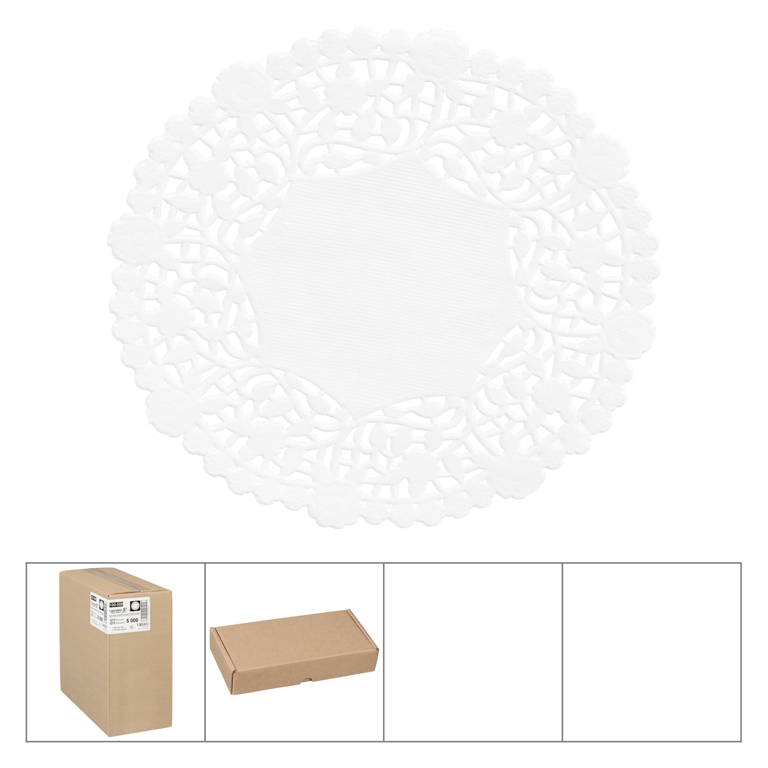 Lapaco Lancaster Lace White Paper Doilie, 5 inch -- 10000 per case.