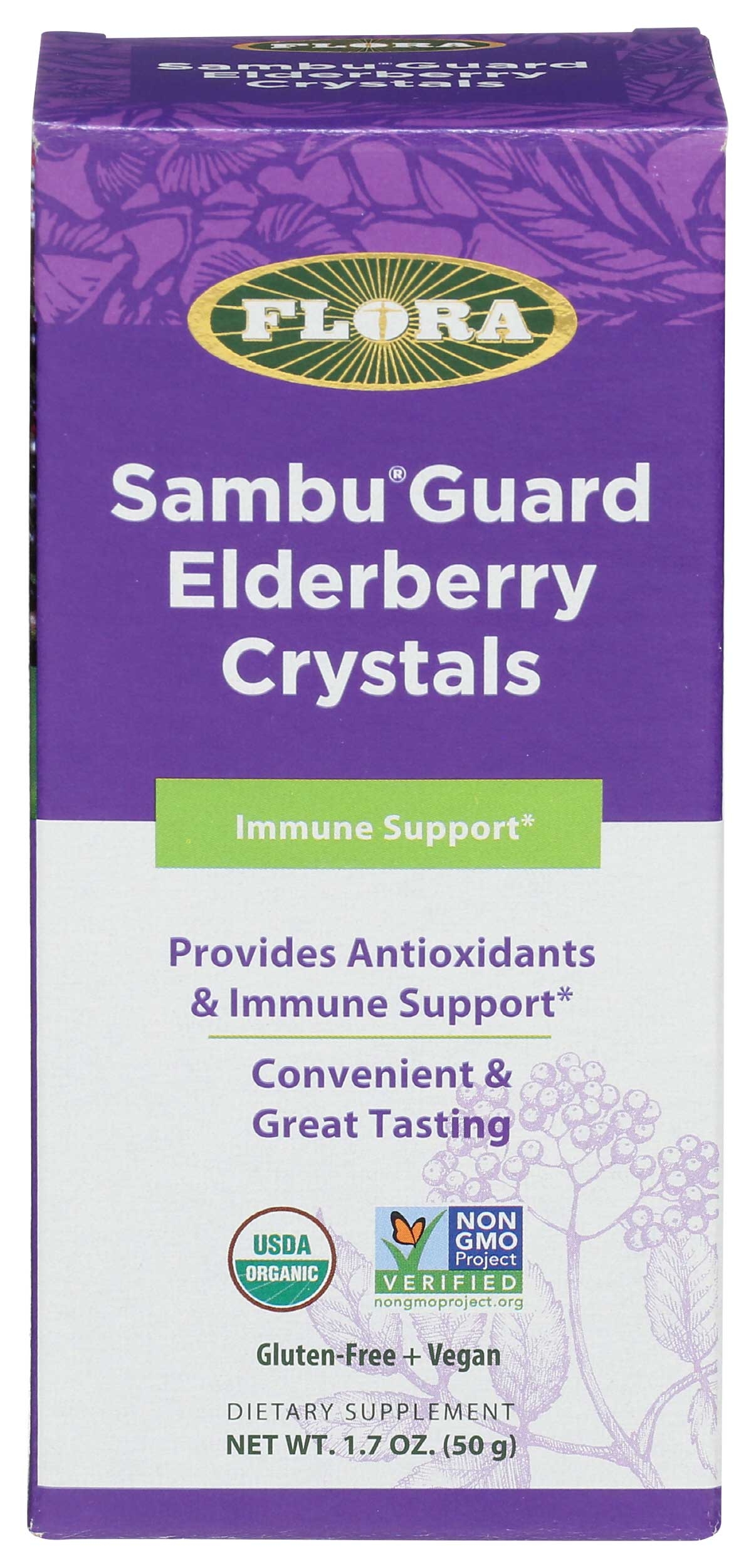 Flora Organic Sambu Guard Elderberry Crystals Immune Support Dietary Supplement, 1.7 Ounce