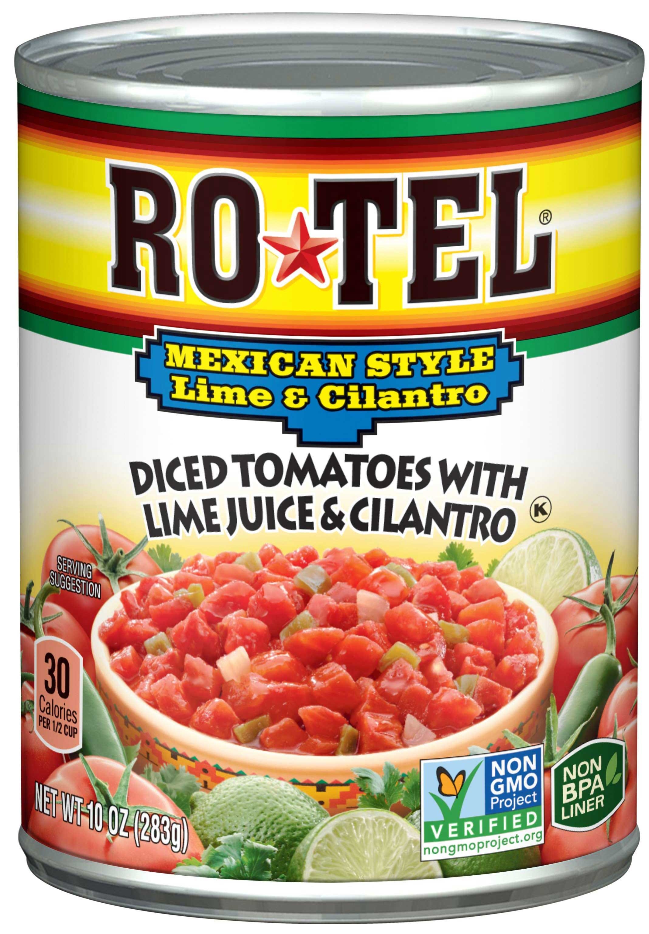 Ro Tel Mexican Lime and Cilantro Diced Tomatoes, 10 Ounce Can -- 12 per case