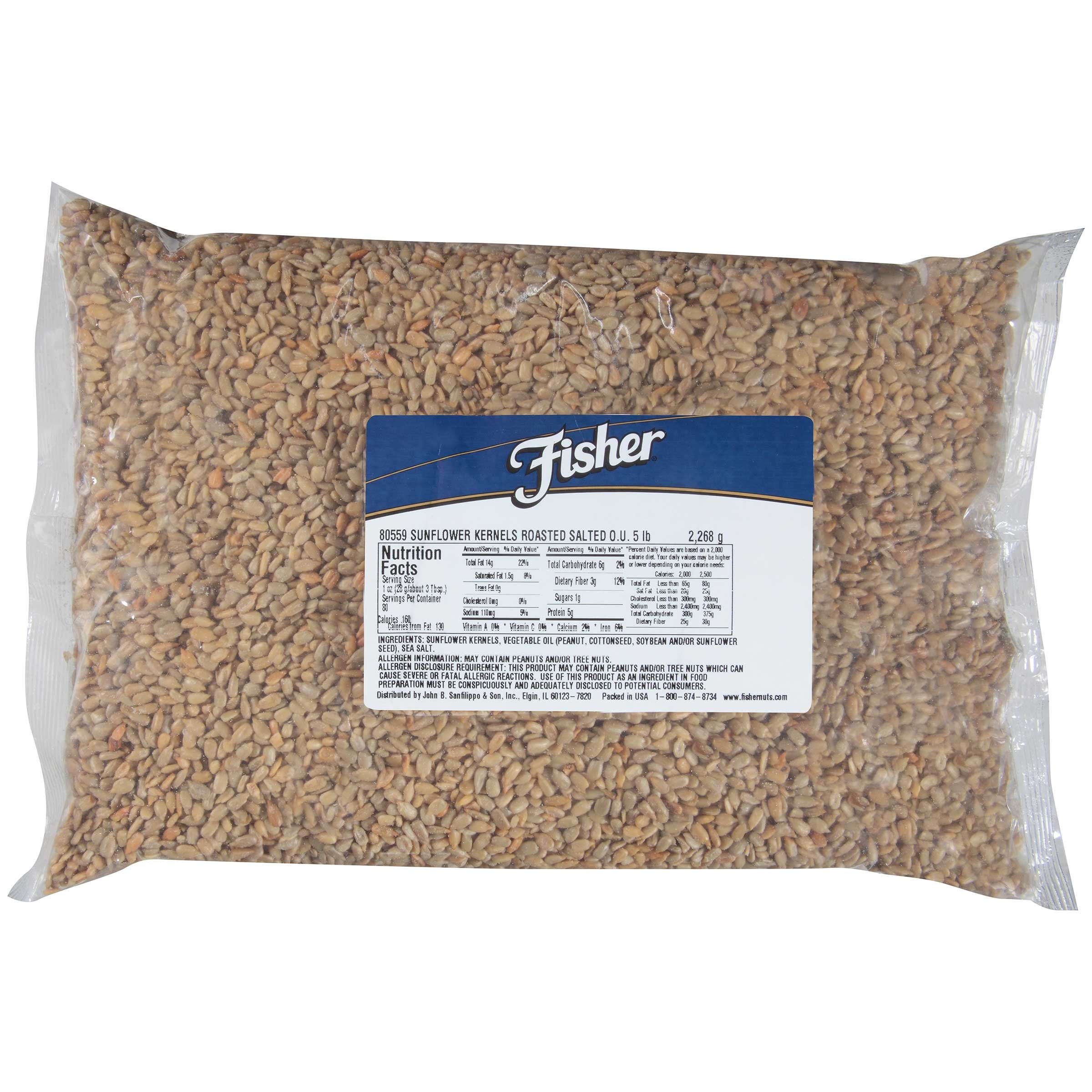 Fisher Roasted and Salted Sunflower Kernel, 5 Pound.