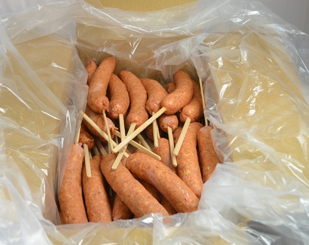 Eddy Carls Pork and Beef Sausage on a Stick, 10 Pound.