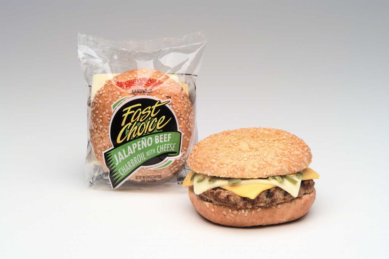 Advance Pierre Fast Choice Jalapeno Charbroil Cheeseburger with Cheese, 6 Ounce -- 12 per case.