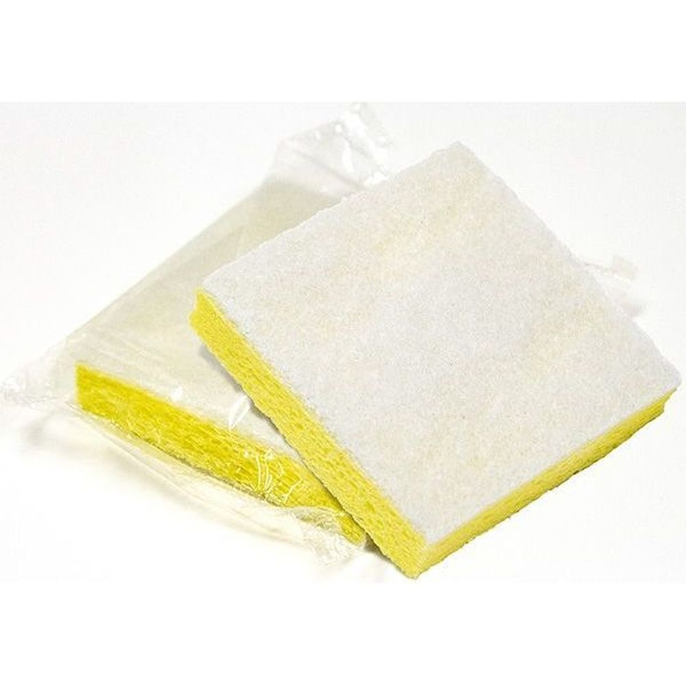 ACS Hotel Size Fine White Backed Yellow Scrub Sponge, 3.5 x 3.5 inch -- 40 per case.