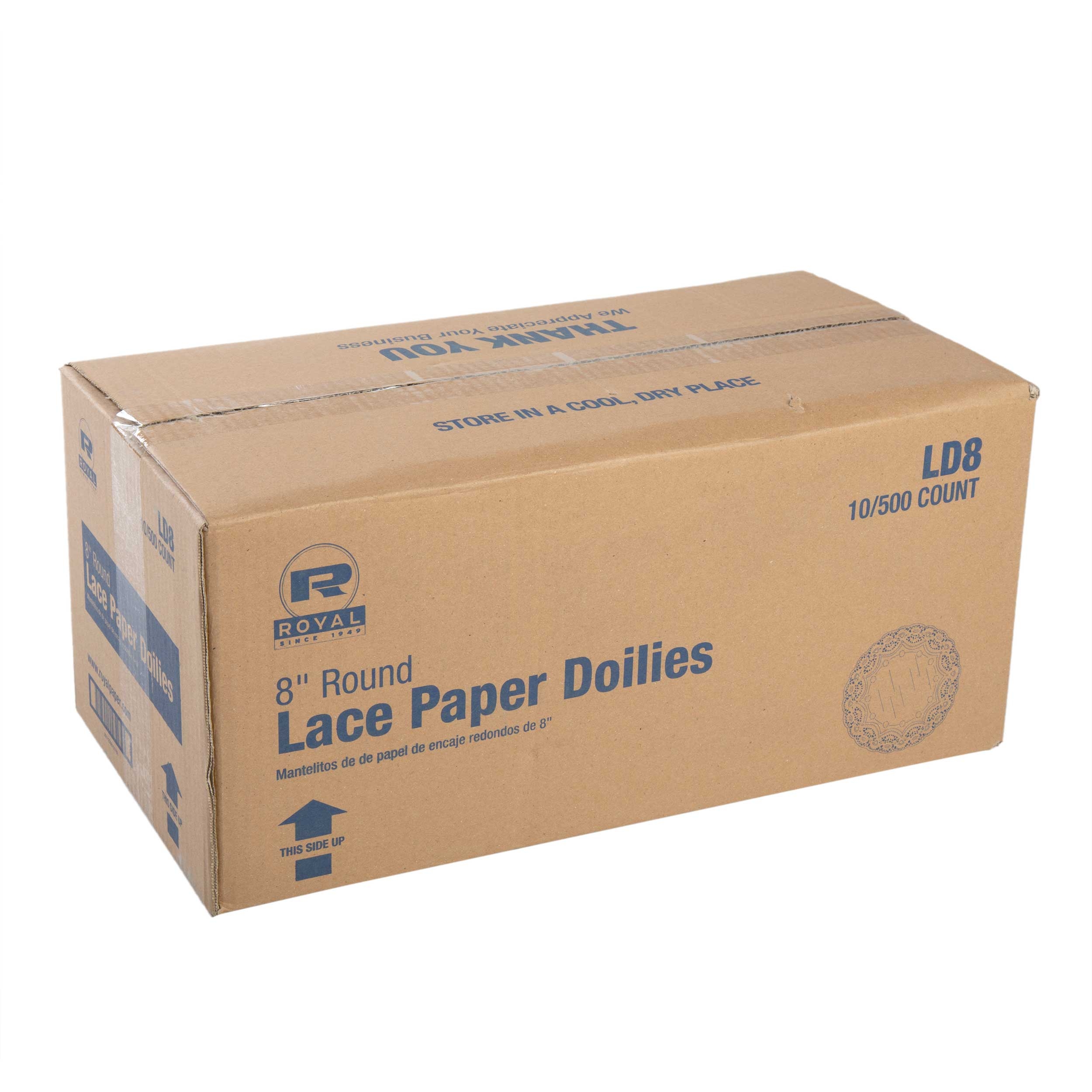 Royal Lace Doilie, 8 inch -- 5000 per case.