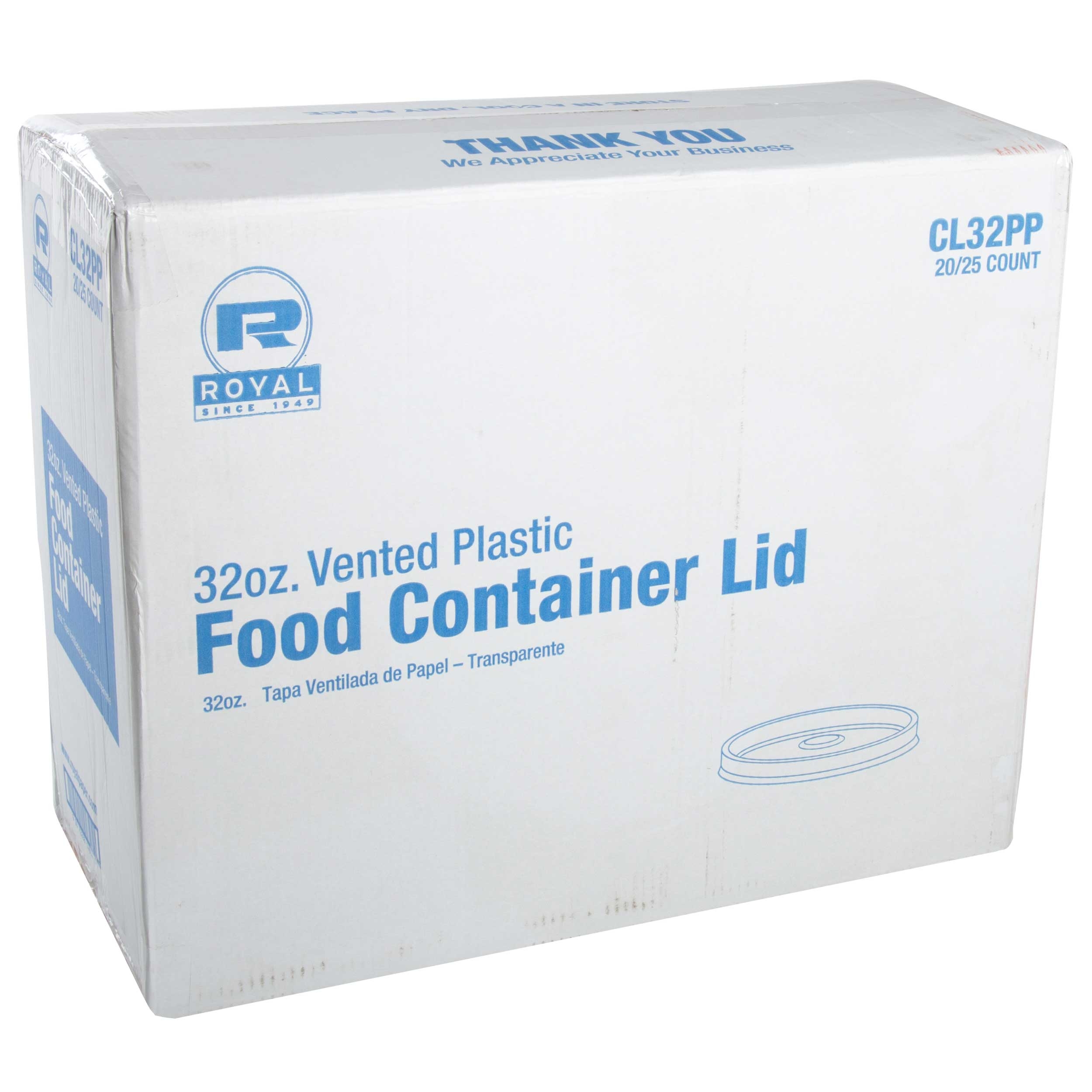 Royal Polypropylene Clear Vented Food Container Lid, 32 Ounce -- 500 per case.