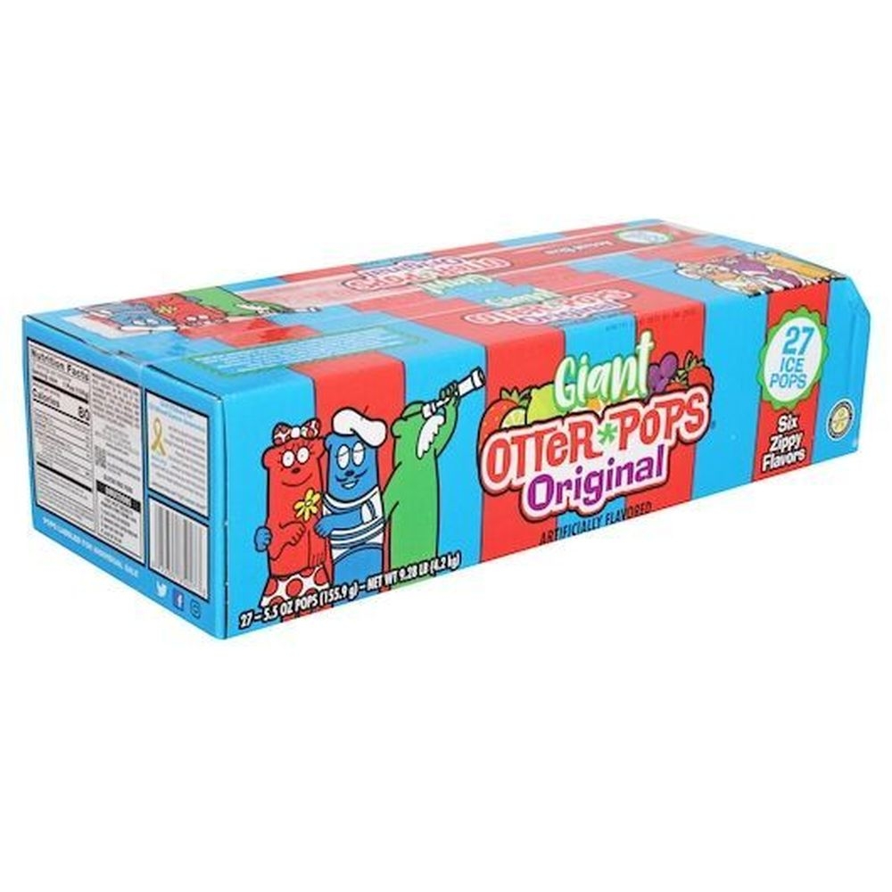 Otter Pops Raspberry Strawberry Lime Grape Punch and Orange Ice Pops, 5.5 Ounce -- 27 per case