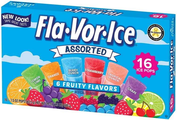 Flavor Ice Assorted Freezer Bar, 1.5 Ounce - 16 count per pack -- 12 packs per case