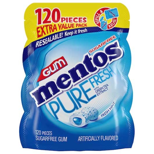Mentos Pure Fresh Mint Gum, 120 count per pack -- 6 per case