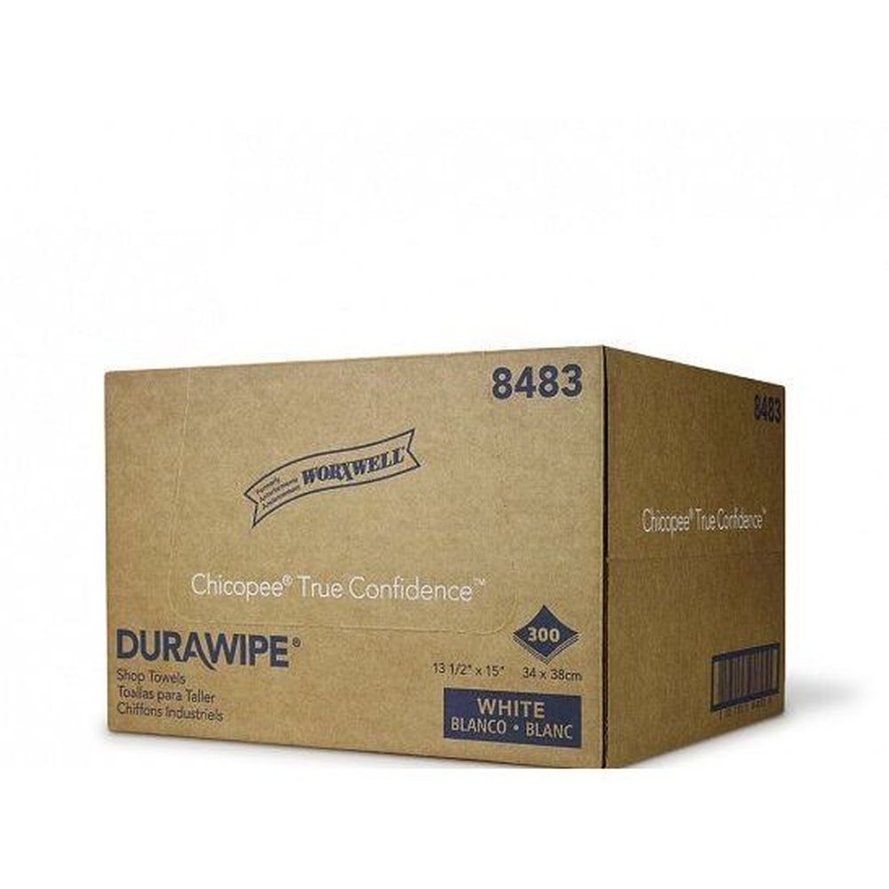 Chicopee Durawipe White Heavy Duty Flat Shop Towel, 13. 5 x 15 inch -- 300 per case.