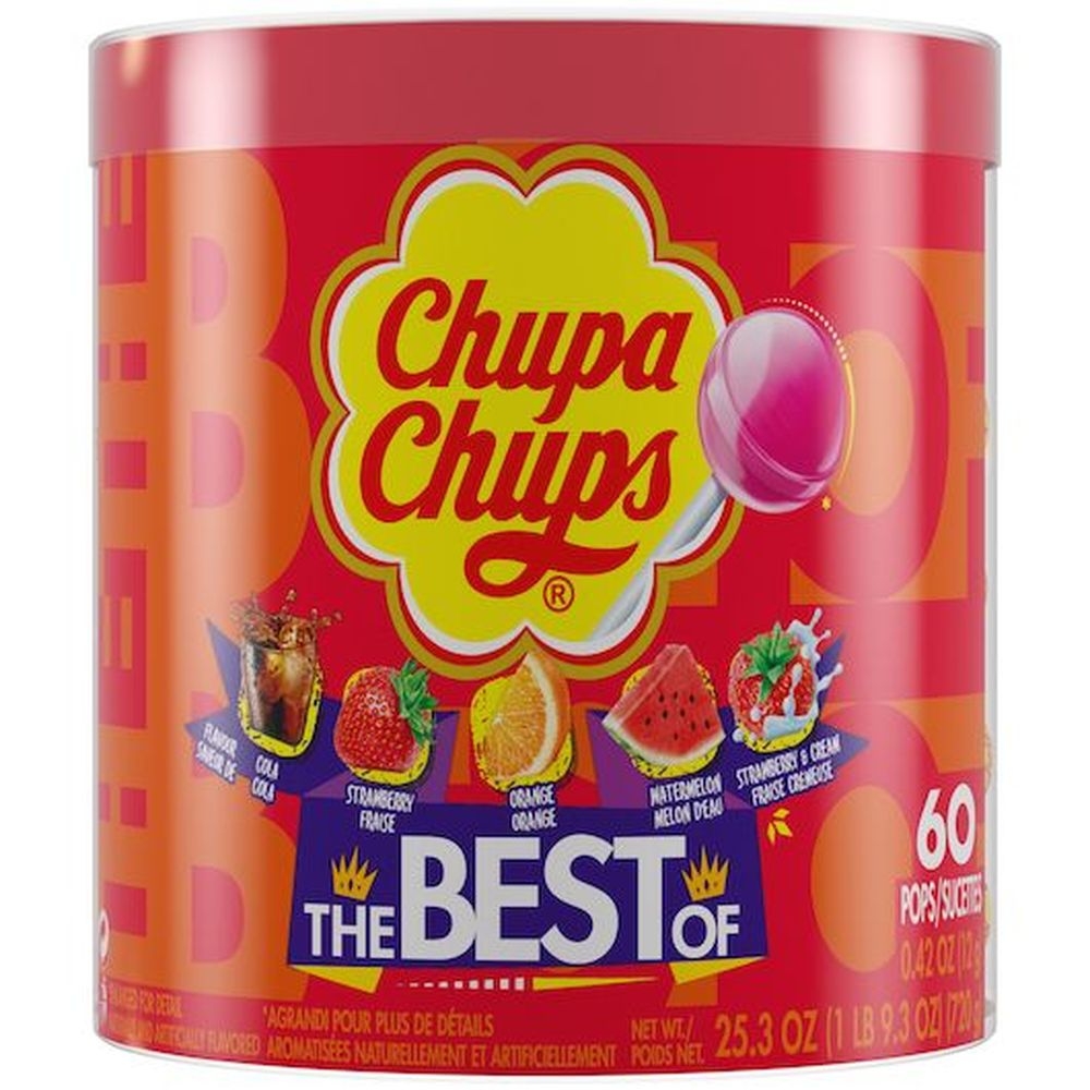 Chupa Chups Best Of Lollipop, 0.42 Ounce Drum - 60 per pack -- 8 packs per case